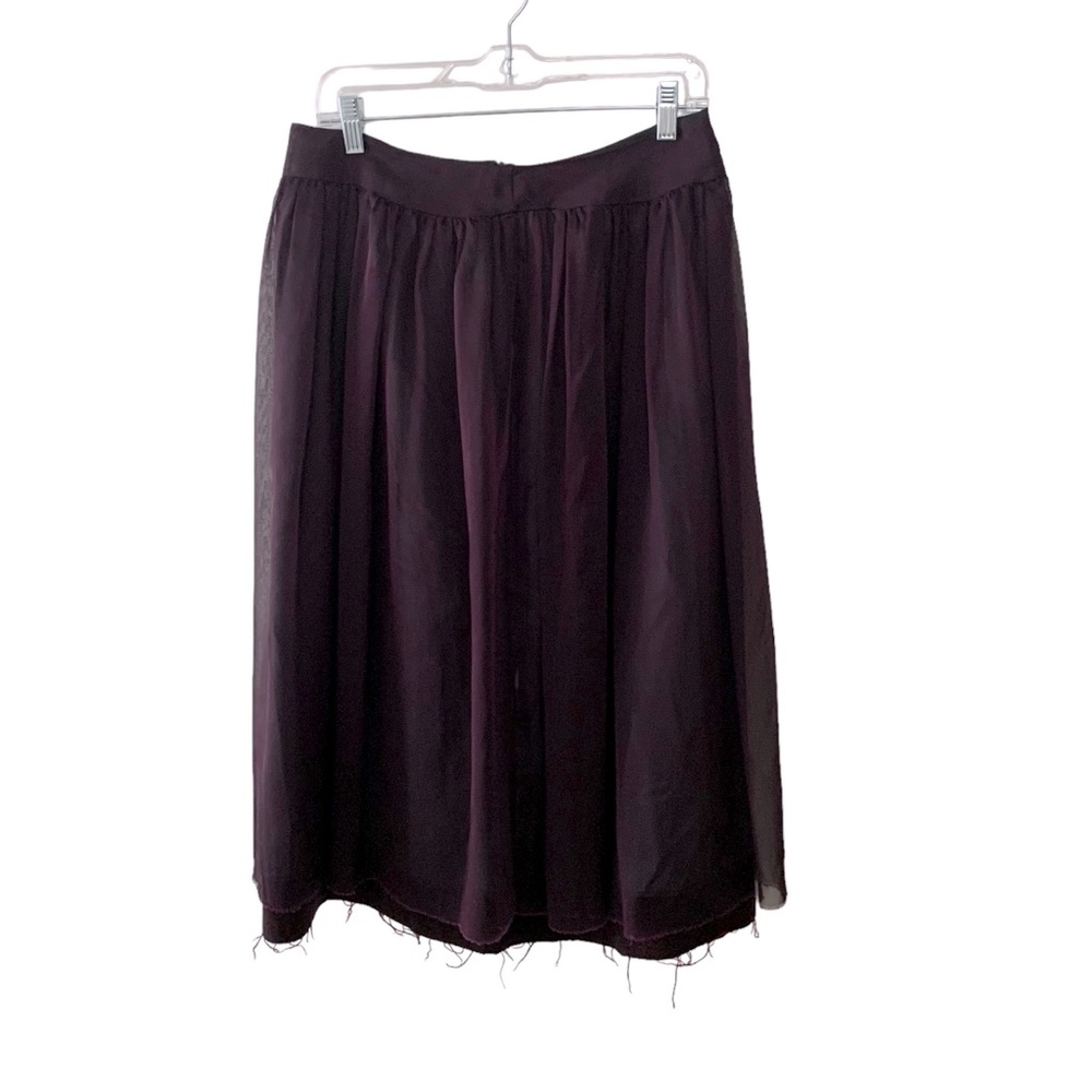 FLEURS Dark Plum Purple Semi Sheer Full Flowy Skirt Size 40 EU 8 10 US Whimsy